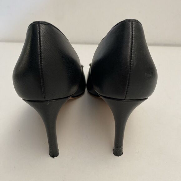 Bettye Muller Pump Black Leather Point Toe Slim 2.5" Heel Green Plate 6.5 - Picture 9 of 11